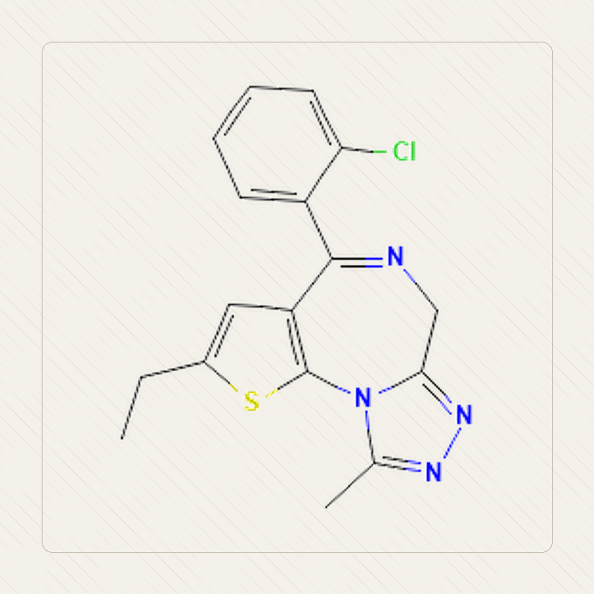 Etizolam, illustration pédagogique de la structure moléculaire
